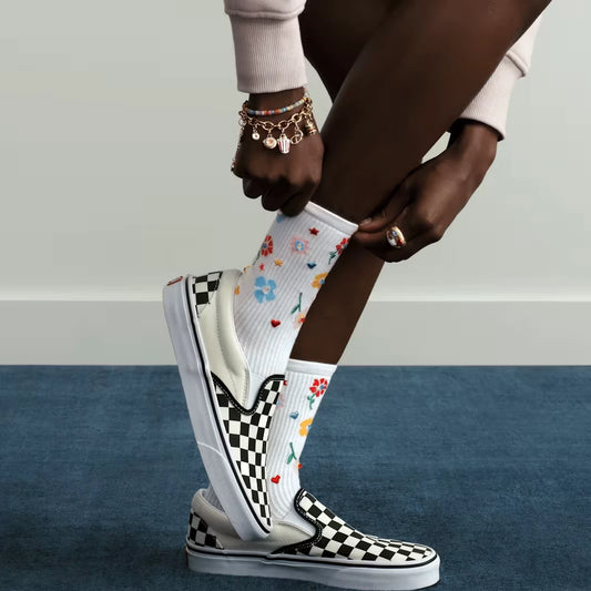 Bombas x Susan Alexandra Floral Embroidered Half Calf Socks - US 6324