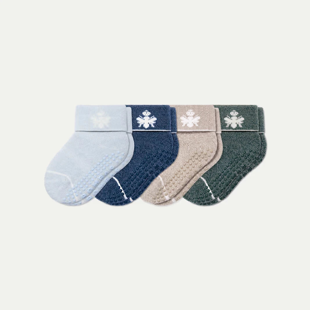 Baby Merino Wool Blend Gripper Calf Sock 4-Pack (6-12 Months) - US 4250