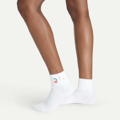 Bombas x Susan Alexandra Embellished Ruffle Rib Quarter Sock 2-Pack - US 3017