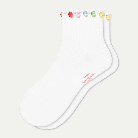 Bombas x Susan Alexandra Embellished Ruffle Rib Quarter Socks - US 8213