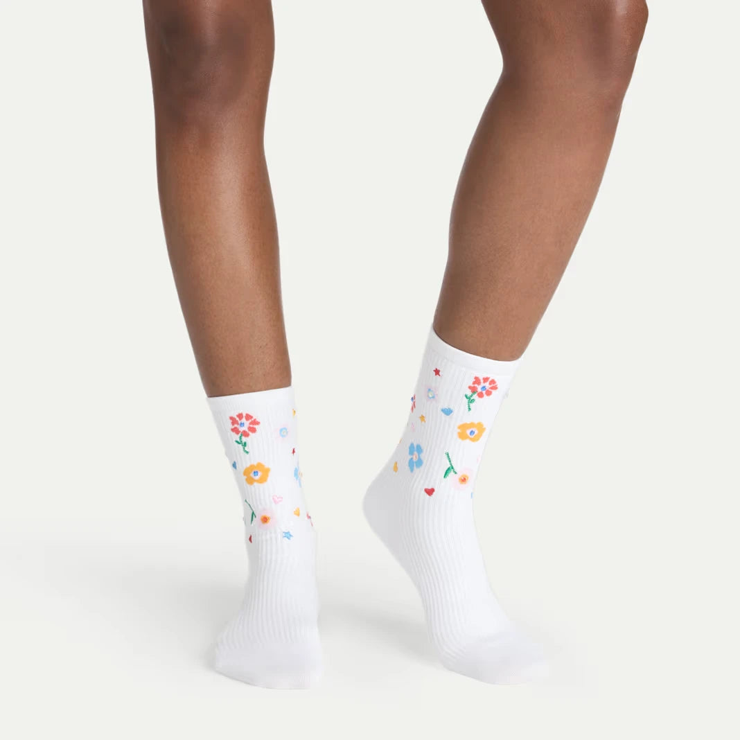 Bombas x Susan Alexandra Floral Embroidered Half Calf Socks - US 6324