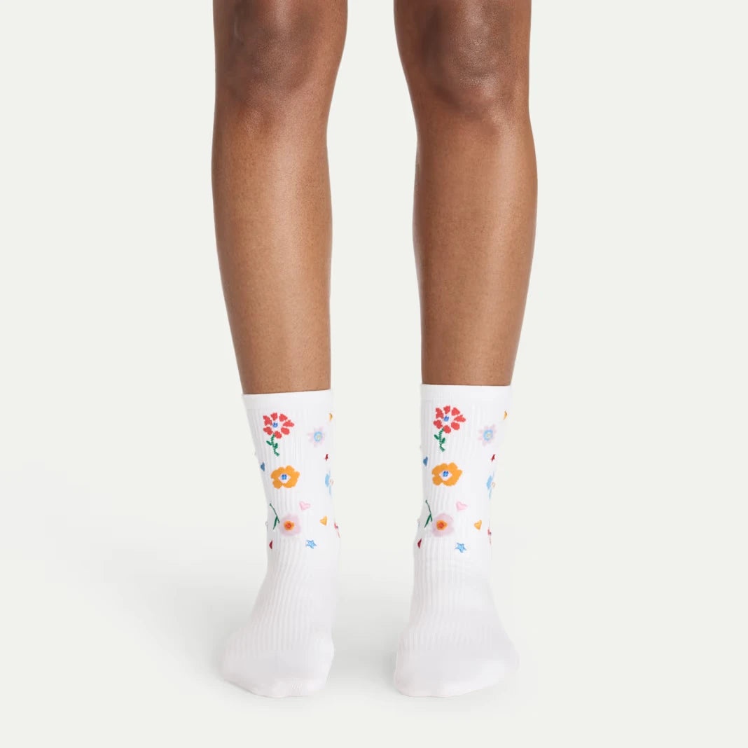 Bombas x Susan Alexandra Floral Embroidered Half Calf Socks - US 6324