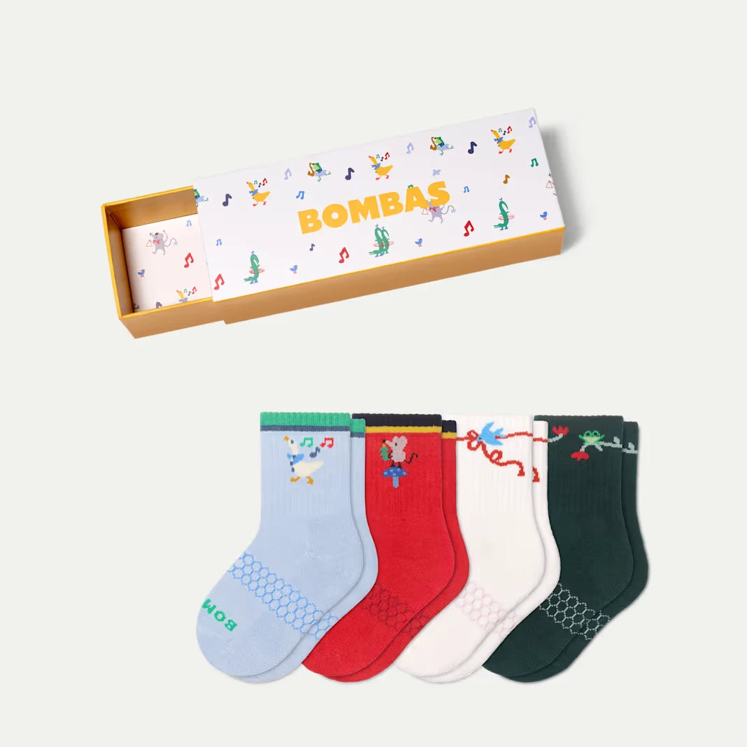 Junior Holiday Calf Sock 4-Pack Gift Box - US 8676