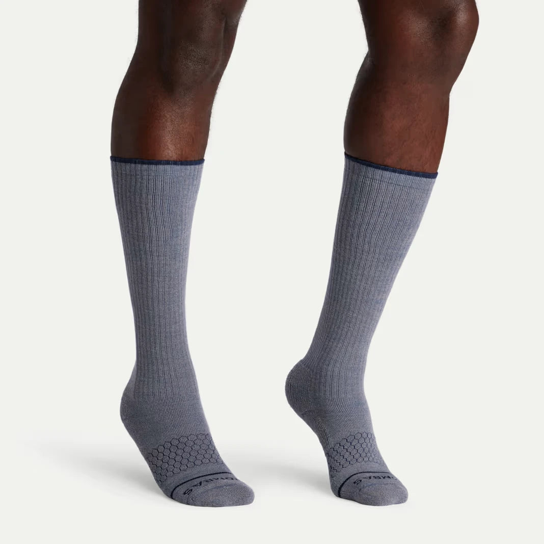 Men's Merino Wool Blend Everyday Compression Knee High Socks 3-Pack (15-20mmHg) - US 6329