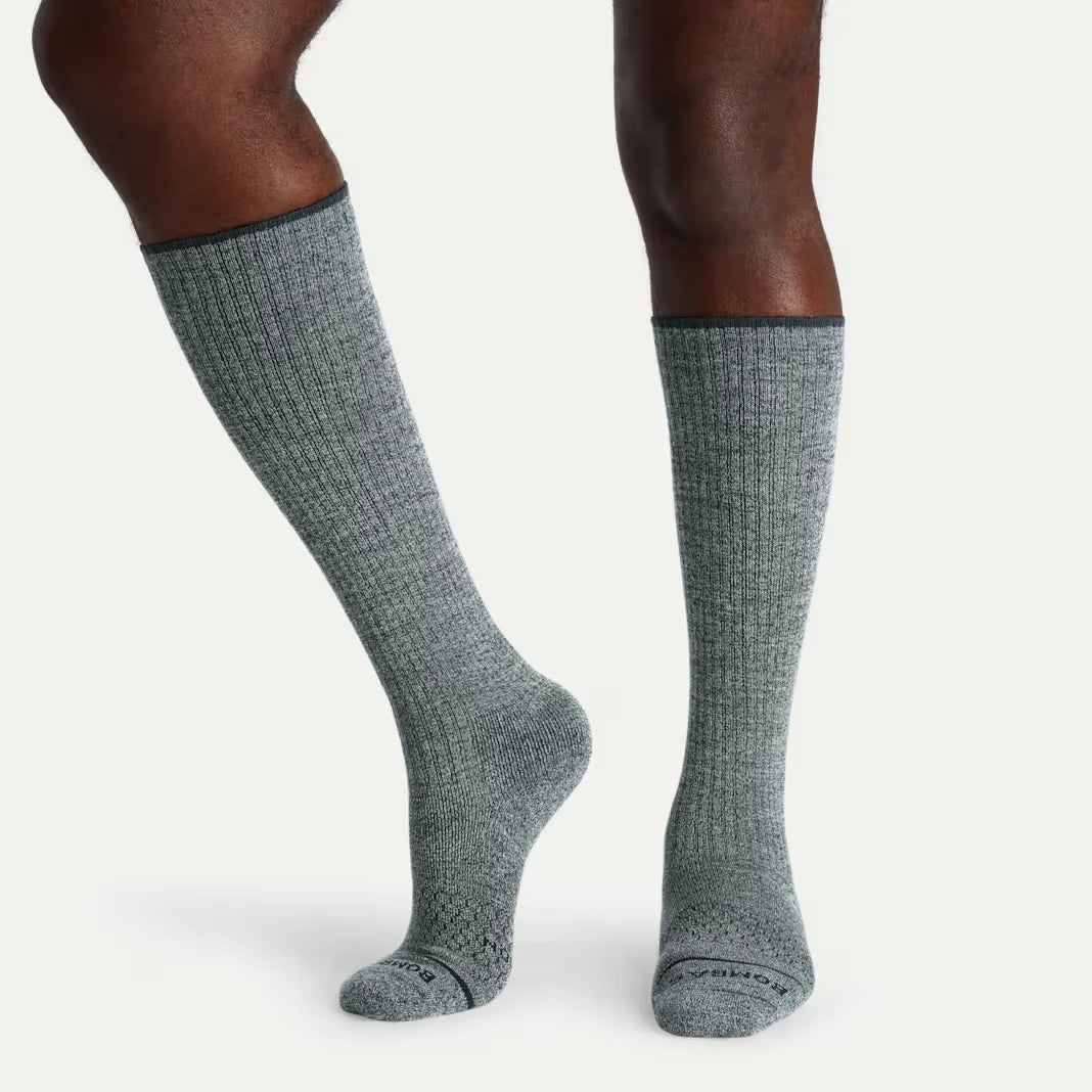 Men's Merino Wool Blend Everyday Compression Knee High Sock 6-Pack (15-20mmHg) - US 9842