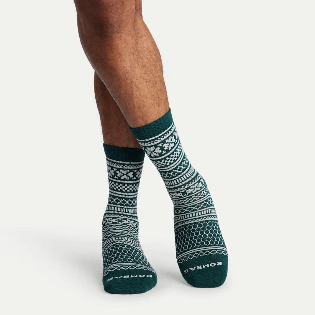 Men's Fair Isle Half Calf Sock 2-Pack Ornament Gift Box - US 2267