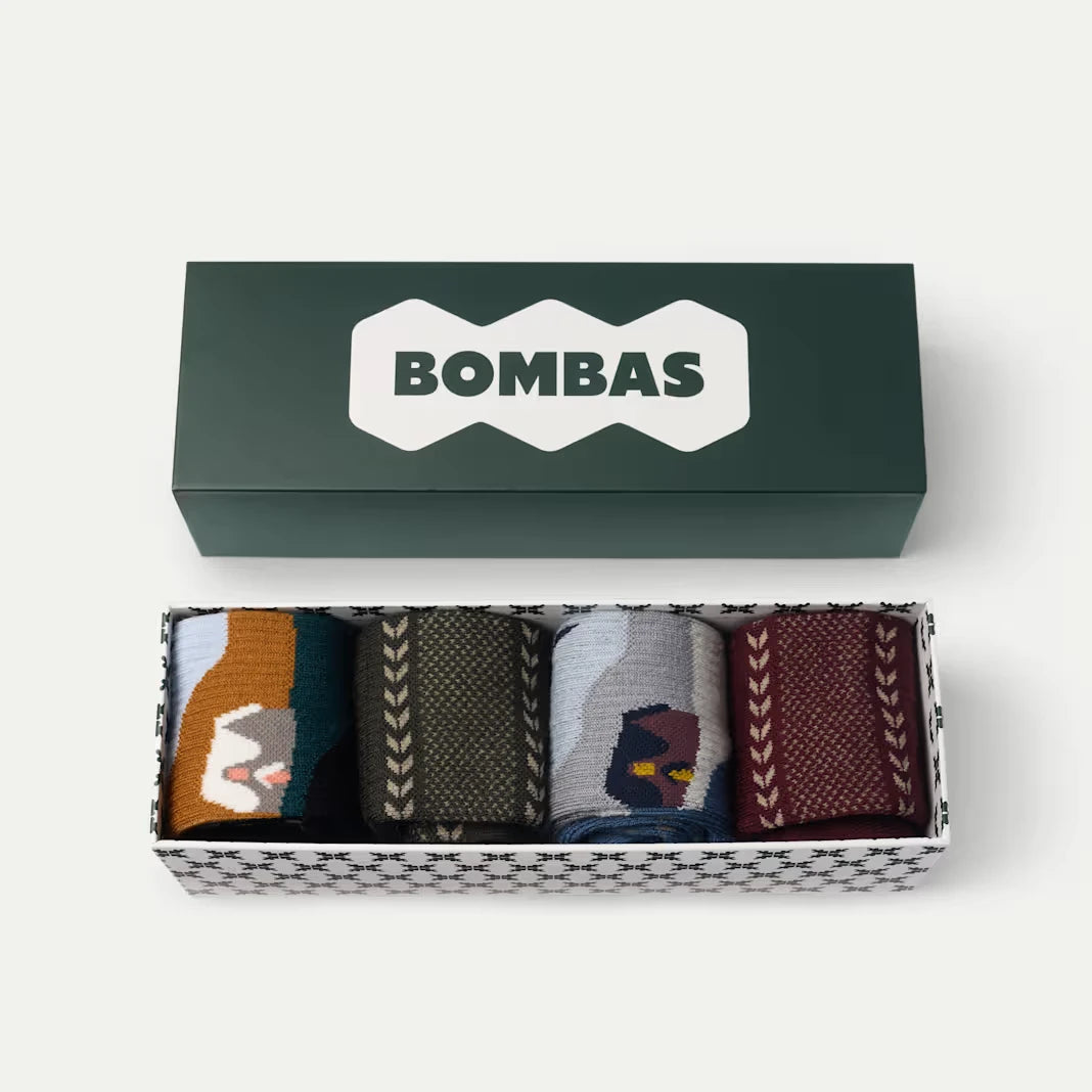 Men's Merino Wool Blend Calf Sock 4-Pack Gift Box - US 2639