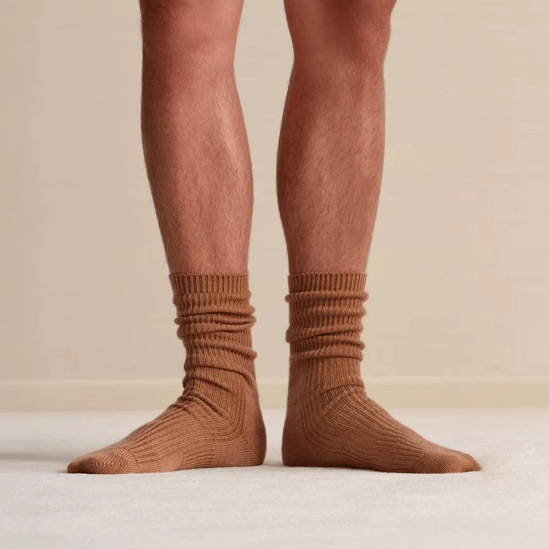 Men's Merino Cashmere Blend Fine Rib Calf Socks - US 1883