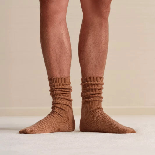 Men's Merino Cashmere Blend Fine Rib Calf Socks - US 1883
