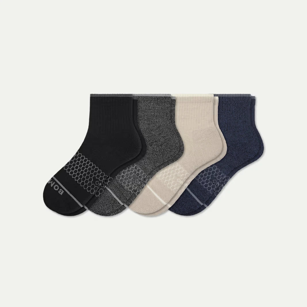 Men's Merino Wool Blend Quarter Sock 4-Pack - US 9410