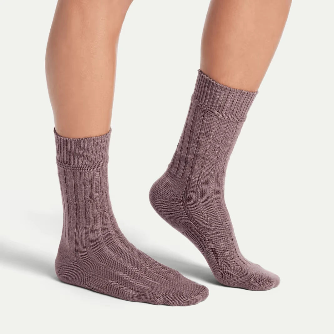 Men's Merino Cashmere Blend Rib Calf Socks - US 7513