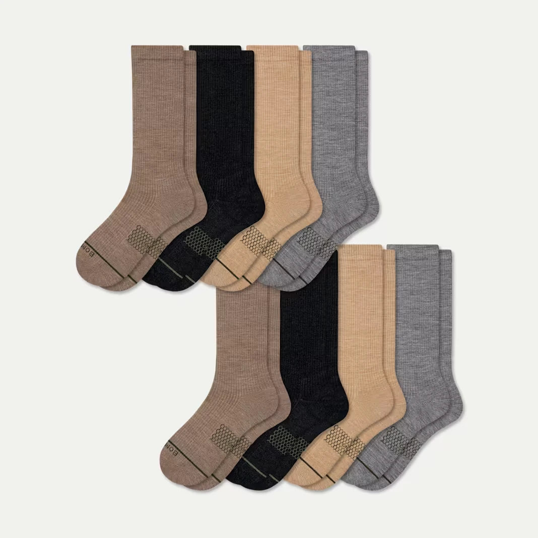 Men's Merino Wool Blend Modern Rib Calf Sock 8-Pack - US 8436