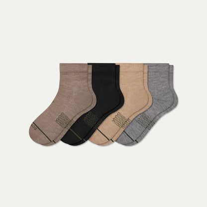 Men's Merino Wool Blend Modern Rib Quarter Sock 4-Pack - US 7769