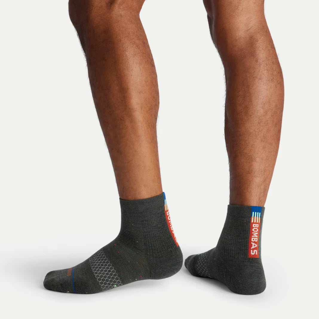 Men's Merino Wool Blend Run Quarter Socks - US 7534