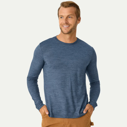 Men's Merino Wool Blend Crew Neck Long Sleeve T-Shirt - US 1922