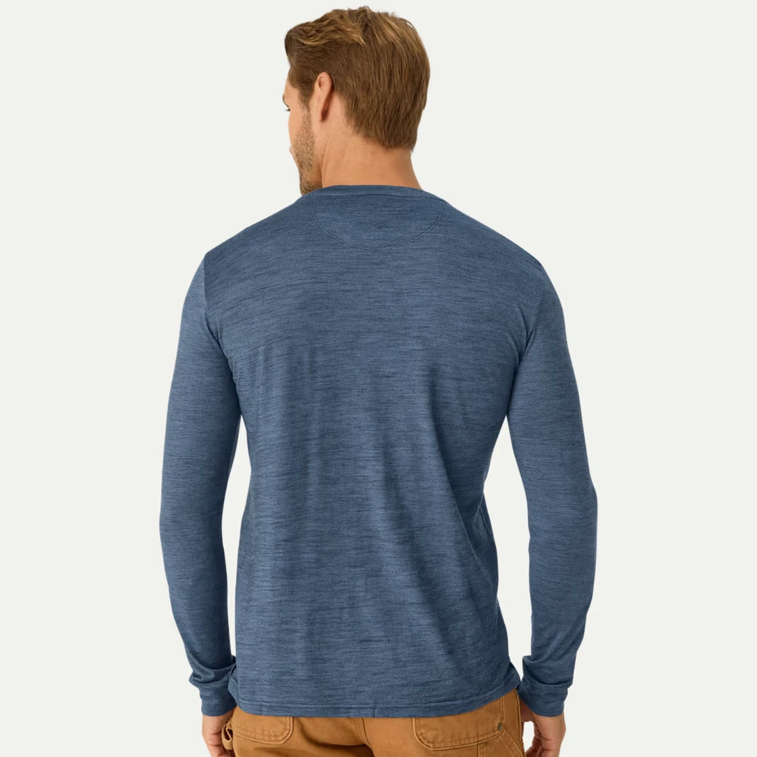 Men's Merino Wool Blend Crew Neck Long Sleeve T-Shirt - US 1922