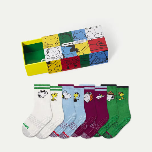 Peanuts x Bombas: Junior Gripper Calf Sock 4-Pack Gift Box - US 6395