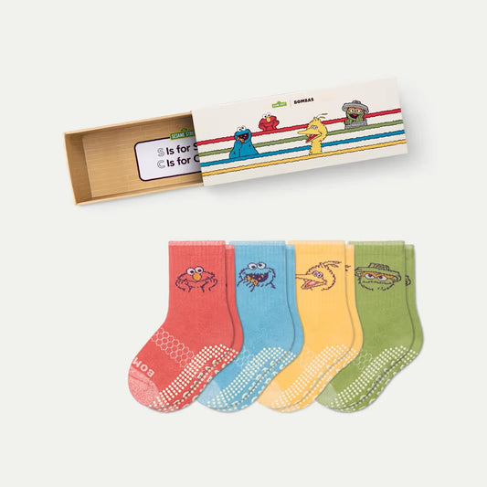 Sesame Street | Bombas Junior Gripper Calf Sock 4-Pack Gift Box - US 7607