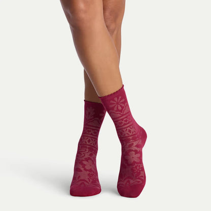 Women’s Floral Lace Half Calf Socks - US 5220