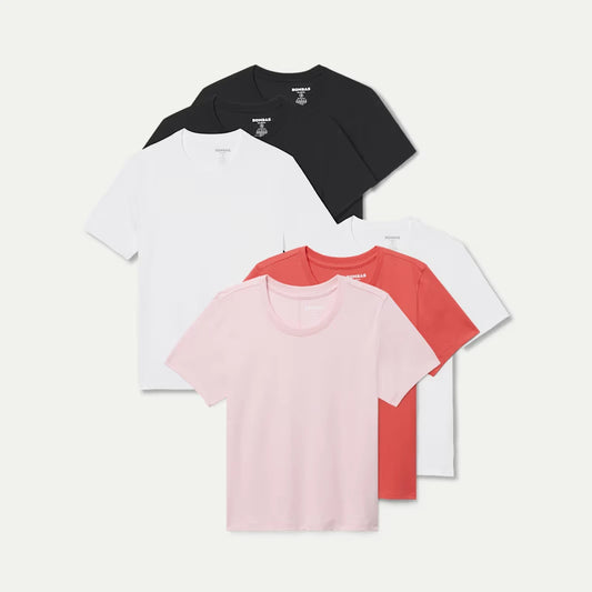 Women's Pima Cotton Slim Crew Neck T-Shirt 6-Pack - US 8947