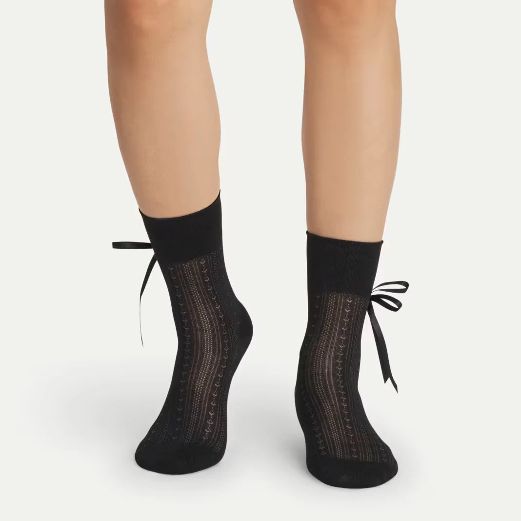 Women’s Pointelle Bow Half Calf Sock 3-Pack - US 9917