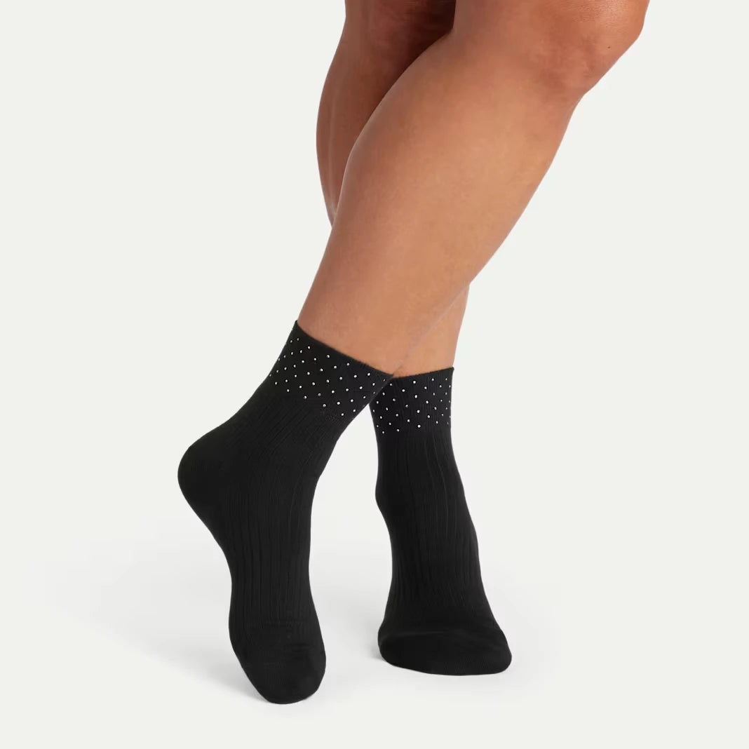 Women’s Rhinestone Rib Quarter Sock 3-Pack - US 3139