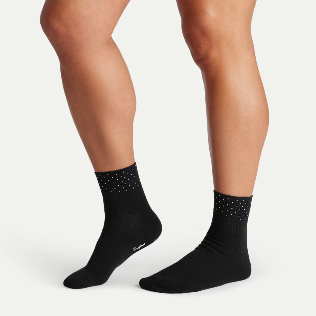 Women’s Rhinestone Rib Quarter Socks - US 8744