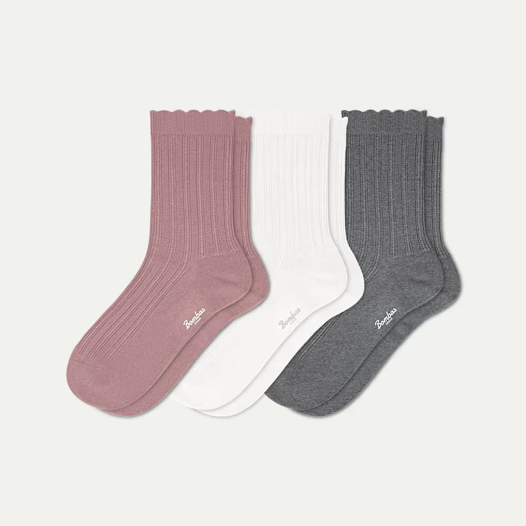 Women's Scallop Half Calf Sock 3-Pack - US 1202