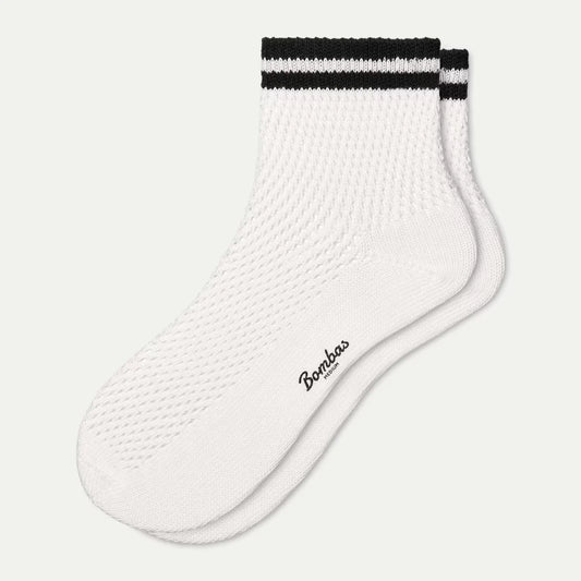 Women's Vintage Stripes Open Knit Quarter Socks - US 2158