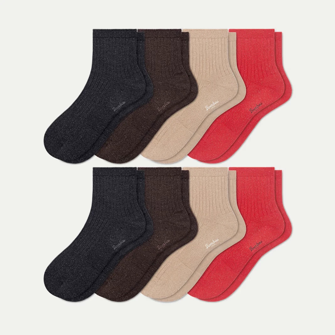 Women's Wide Rib Quarter Sock 8-Pack - US 0467