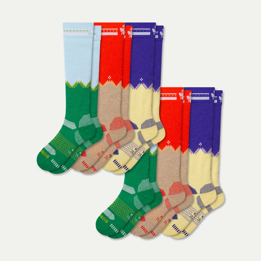 Youth Full-Cushion Merino Wool Blend Ski & Snowboard Sock 6-Pack - US 8969