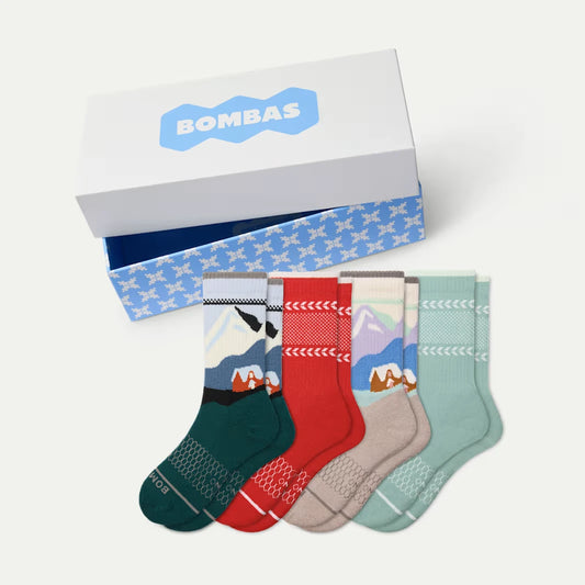 Youth Merino Wool Blend Calf Sock 4-Pack Gift Box - US 0620